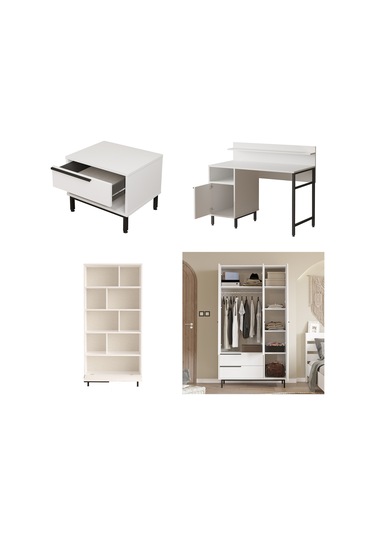 Robin Home Lidya Genç Odası Takımı 6'lı Set Beyaz