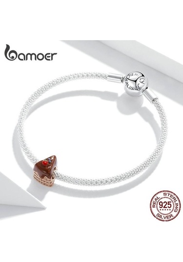 Novahub Kokulu Çikolatalı Kek Kolye 925 Ayar Gümüş Charm Fit Bilezik Boncuk Kadın Takı Gümüş