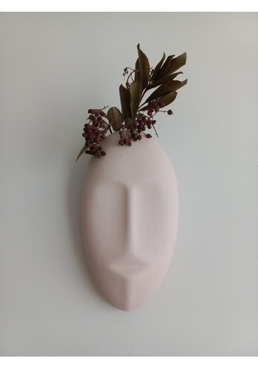Dekoratif Mask Duvar Vazosu, Duvar Dekoru ,heykel Duvar Süsü, Bej