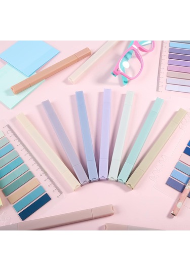 Aubyhe 12 Renk Yumuşak Vurgulayıcı Seti - İki Uçlu Uç İnce + Çatal - Hızlı Kuruyan - Kağıda Sızmayan - Not Alma, Çalışma, Renklendirme İçin Çok Renkli