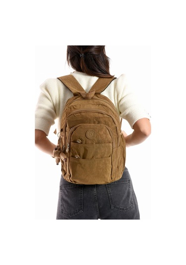 Ultra Hafif Çok Cepli Orta Boy Sırt Çantası Unisex Taba Model: 571-4c Taba