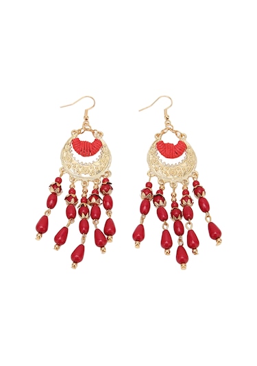 Tenfowee Kadınlar İçin Kırmızı Retro Stil Alüminyum Tassel Küpe, Hafif Ve Konforlu, Hediye Kutulu 2 Adet, Boho Vintage Dekoratif Kulaklıklar Diğer