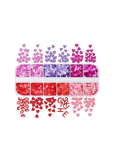 Parlak Tırnak Süsleme Folyo Pulları Kalpler Ve Harfler Nail Art