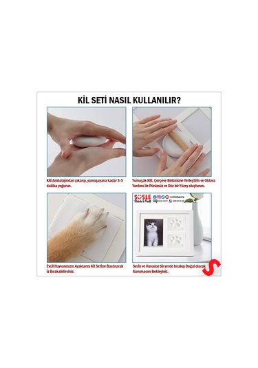 Kedi Köpek Pati İzi Resim Çerçevesi, 27,5cm X 23,5cm