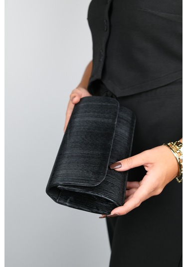 Ago Siyah Çizgili Kadın Abiye Çanta Çok Renkli