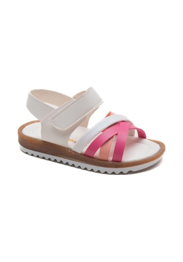 Arzen Bebe Kız Çocuk Sandalet Biyeli Beyaz Pembe Beyaz - Pembe