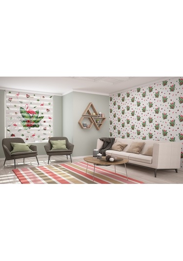 Flamingo Dijital Baskılı Piliseli Zebra Perde Diğer