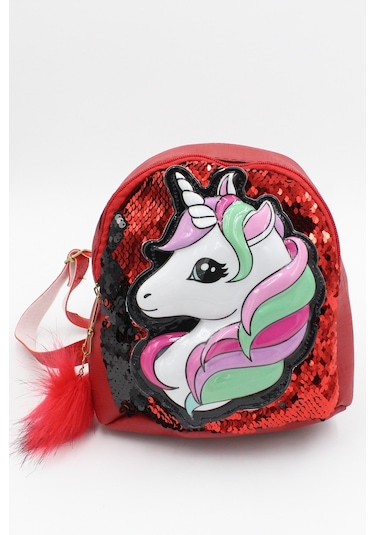 Chantaky 039 3001 Unicorn Payet Kırmızı Çocuk Sırt Çantası Kırmızı