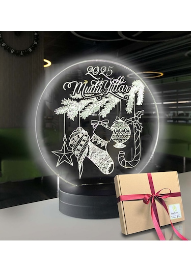 Yılbaşı Mutlu Yıllar 2025 3d Led Gece Lambası