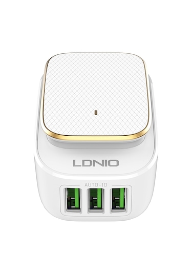 Ldnıo A3305 3.4a 3 Usb Arayüzleri Seyahat Şarj Cihazı Cep Telefonu Şarj Cihazı, 8 Pinli Veri Kablosu İle Dokunmatik Led Gece Işığı Destek, Ab Fişi Diğer