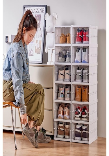 Katlanabilir, 6'lı Ayakkabı Saklama Kutusu, Pratik Organizer