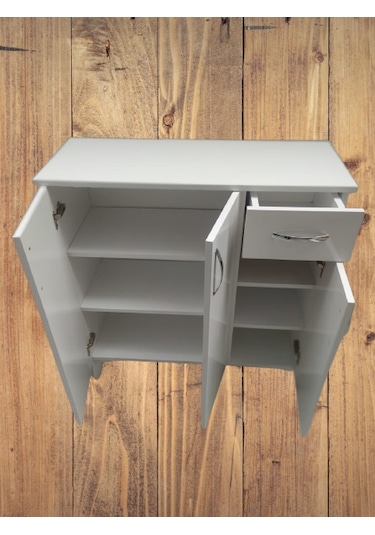 Ayakkabılık  Çok Amaç Model Parlak Beyaz Hard suntalem Demonte 5raf 1çekmece El Yapım Beyaz