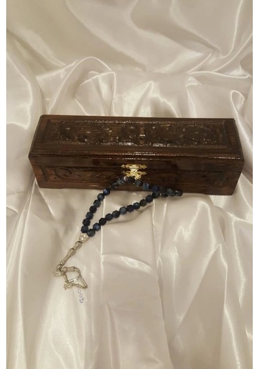 Akik Tesbih Tespih Akik Doğal Taş Tesbih Gümüş İmameli Ahşap Kutulu 10 Mm Kesme Akik Çok Renkli