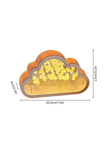 Yunboo Yapboz Bulut Gülü Aydınlatması - Sonsuz Ayna Akşam Lambası - Çocuk Odası Dekorasyonu - Sevimli Hediyelik Işıklı Ürün Sarı