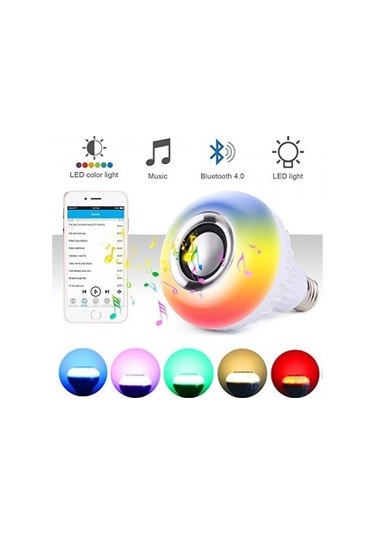 Bluetooth Hoparlör Led Ampül Beyaz Lamba Ve Rgb 16 Renkli Ampul Çok Renkli