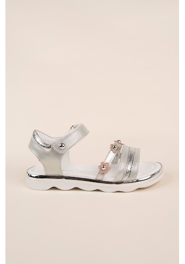 GİMER - Termo Taban Papatya Model Gümüş Kız Çocuk Sandalet - ... Gümüş