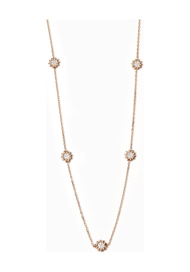 14 Ayar Altın Kaplama Zarif Çiçekli Gümüş Kolye - Cns00623 Altın