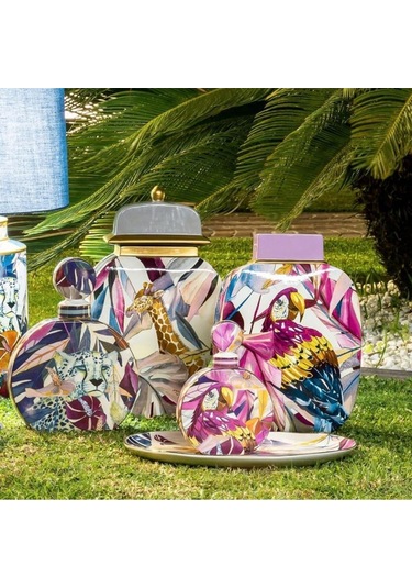 Savana Kavanoz Porselen 27x15x38 Cm Renkli