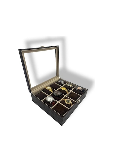 Richbo x 12'li Saat Kutusu Timsah Kahve