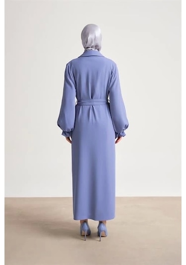 Armine Bileği Lastikli Pardösü 24y8703 Gri Mavi Mavi