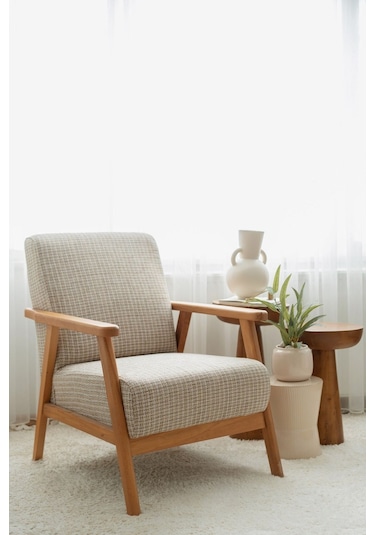 Nika Ahşap Berjer Bej