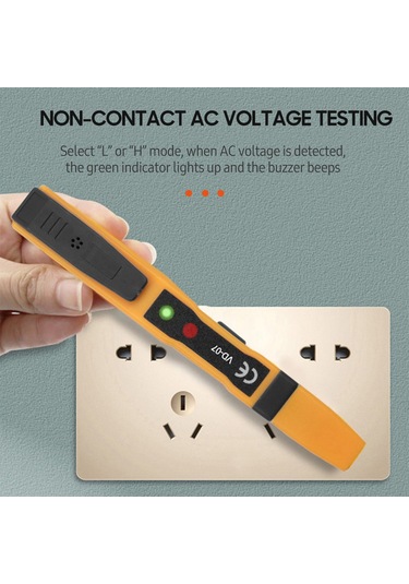 Yifomall "çok Fonksiyonlu Voltaj Dedektörü: Ac/dc Test, Kablosuz Algılama, Sesli Ve Işıklı Alarm 70-250v "