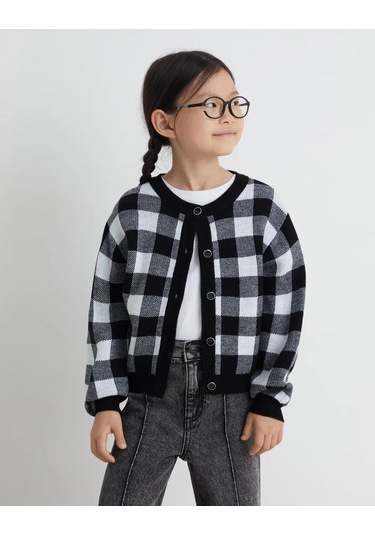 Gloria Jeans Jakarlı Kareli Kardigan 431105102 Siyah