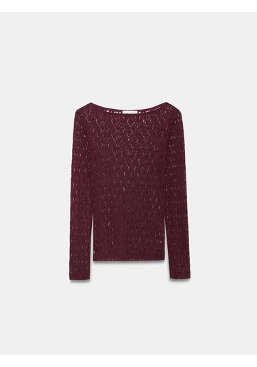 Dilvin 32763 Kayık Yaka Dantel Top-bordo