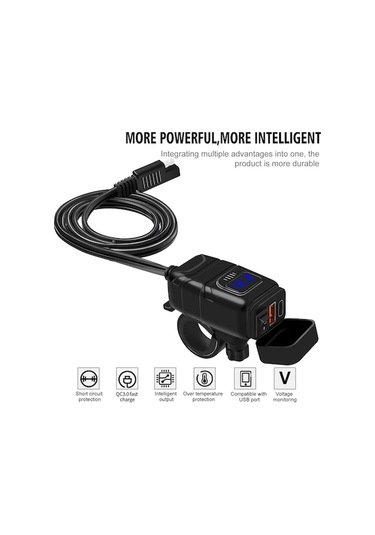 Pazly 12-24v Qc3.0 Motosiklet Hızlı Şarj Cihazı - Voltmetreli, Açma/kapama Düğmeli
