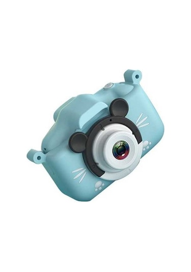 Tongxida Disney Mickey Mouse Mavi Silikon Kılıflı Çocuklar İçin X6s Full Hd Ön-arka Çift Kameralı Dijital Fotoğraf Makinesi Oy Mavi