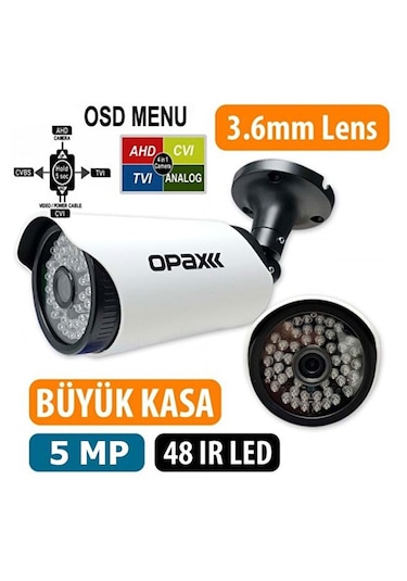 Opax -2860 5 Mp 2608 1952 3.6 Mm Lens 48 Ir Led Ahd 4 In 1 Bullet