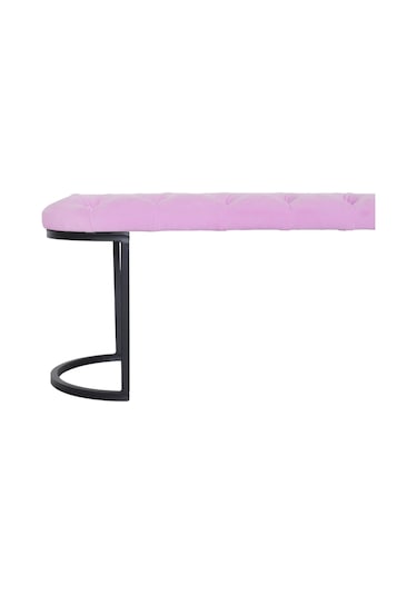Elısse Black Puf - Metal Ayaklı Kapitoneli Model Puf, Pembe Bench
