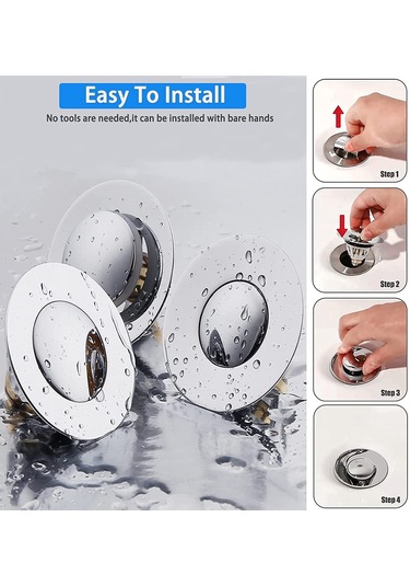 Monyee Banyo Lavabo Krom Kaplama Porselen Gövde 62mm Çaplı Tıklama Tipi Su Akışı Kontrolü Filtreli Drenaj Kiti Diğer