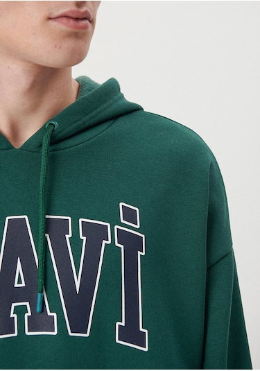 Mavi - Mavi Logo Baskılı Kapüşonlu Yeşil Sweatshirt 067149-71874 Yeşil