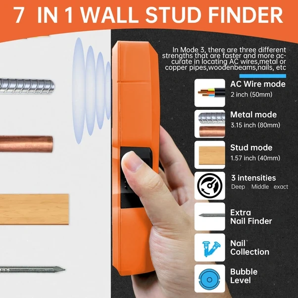 Willowhaven Turuncu 7'li1 Dedektör Metal Ahşap Kablolar Derin Tarama 2 36 İnç Seviye Kablo Uyarı