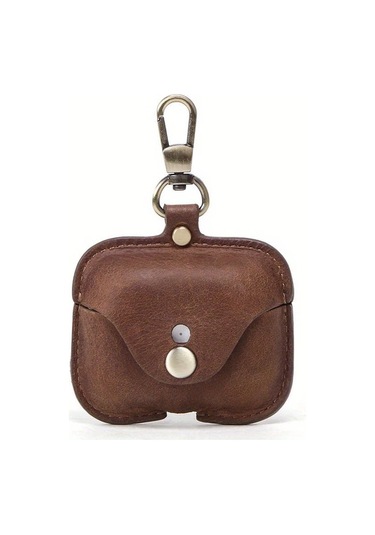 Techbloom Luxury Italyan Crazy Horse Derili Airpods Uyumlu Pro Ve 3 Korumali Kilif A Brown Premium Sigir Derisi Kablosuz Kulaklik 01