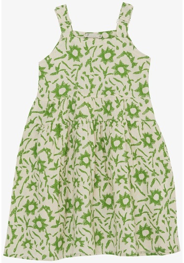 Escabel Kız Çocuk Elbise Desenli 5-9 Yaş, Krem-krem Krem