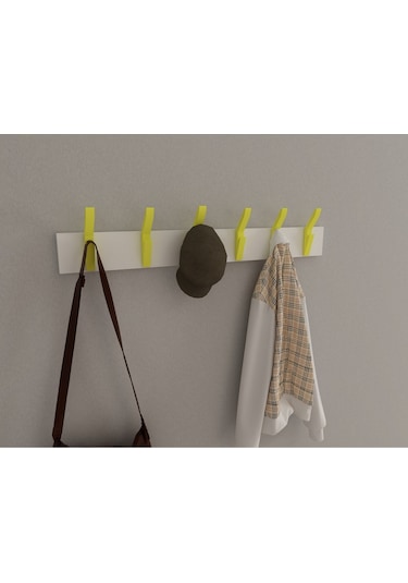 Hepsi3boyutlu Modern Duvar & Kapı Kanca Askılık - 6 Adet Sarı Kanca Askılık - Model No : 3 Sarı