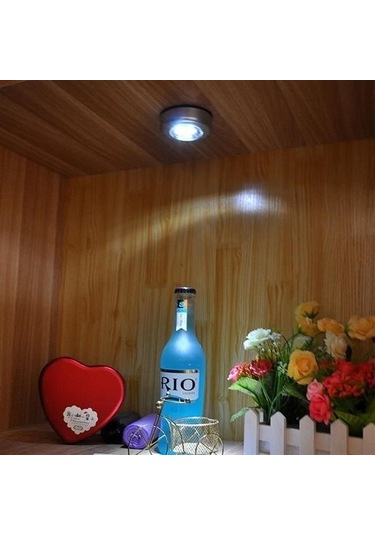 Hobibahçem Kablosuz Spot Pilli Dokunmatik Led Lamba 3 Ledli Dolap Lambası Beyaz