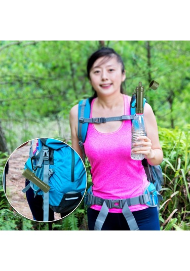 Dış Mekan Su Filtresi Saman Su Filtrasyon Sistemi Acil Durumlara Hazırlık İçin Su Arıtma Cihazı Renk: Yeşil