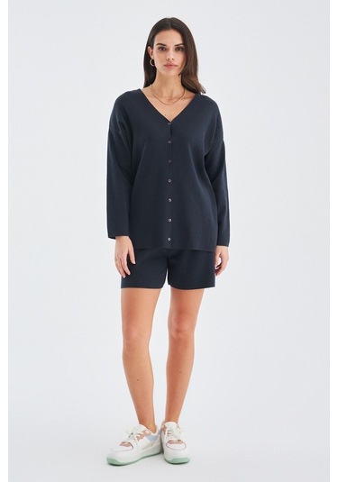 Peraluna %100 Pamuk Antrasit Kadın Şort Antrasit