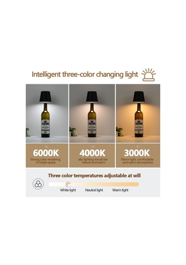 Kablosuz Şarap Şişesi Lamba Tip-c Şarj Dokunmatik Kontrol Şarap Çok Renkli