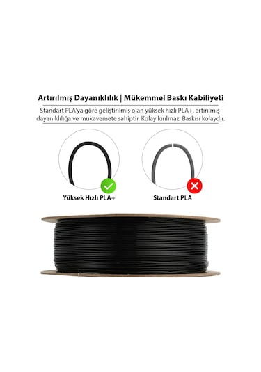 Esun Pla-hs Siyah Filament 1.75mm 1kg - Yüksek Hız Uyumlu Pla+