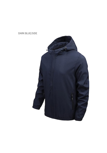 Erkek Su Geçirmez Yumuşak Kabuk Ceket Taktik Hoodie Kış Sıcak Askeri Mont Koyu Mavi