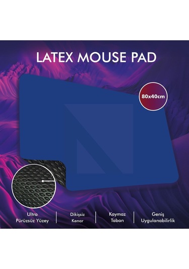 MP05 - 80x40 xLarge Mavi Gaming Mousepad Ev, Ofis, Oyun