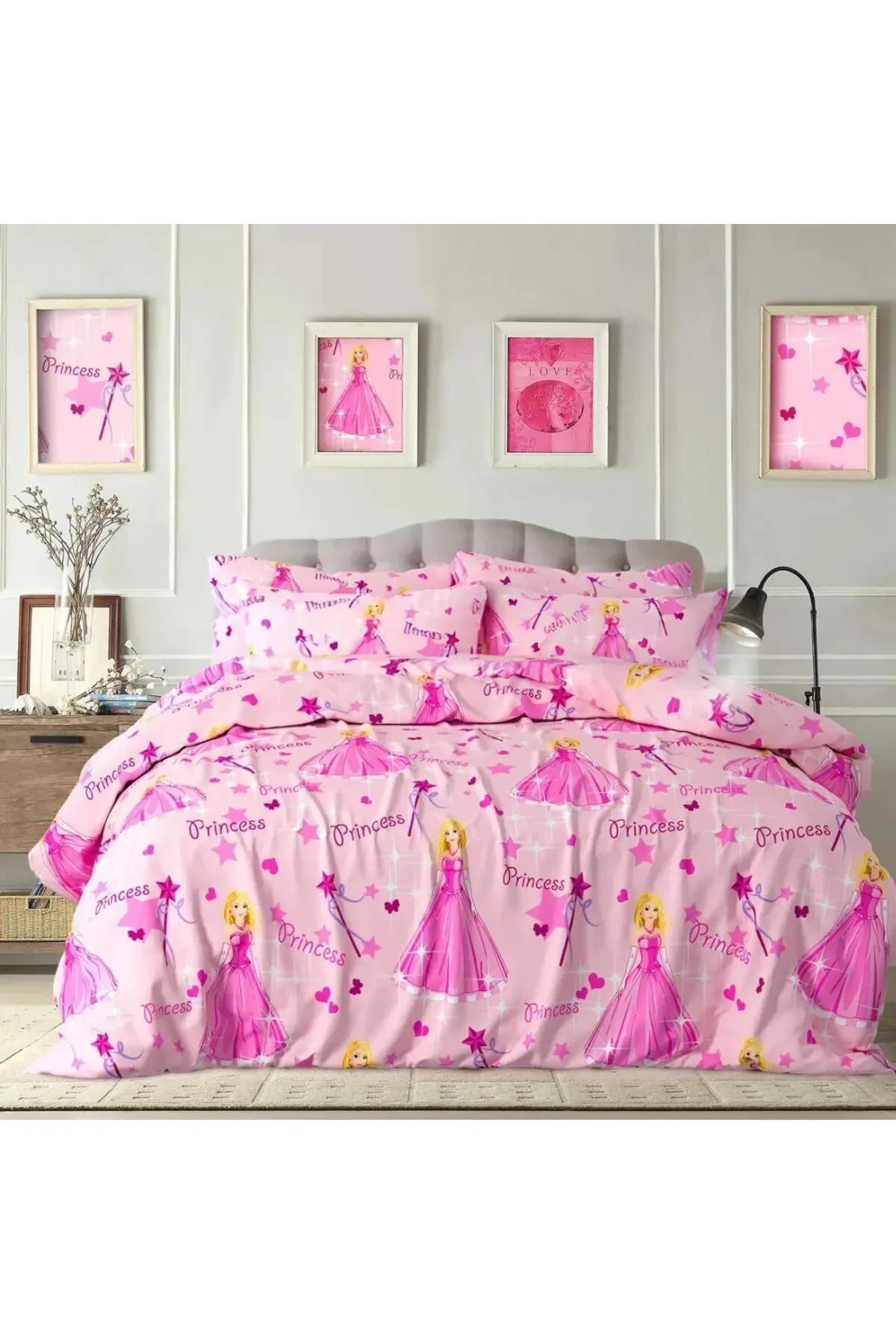 Tek Kişilik Yorgan Kılıfı Yastıklı Premium Ranforce Yumuşak Dokulu Prenses