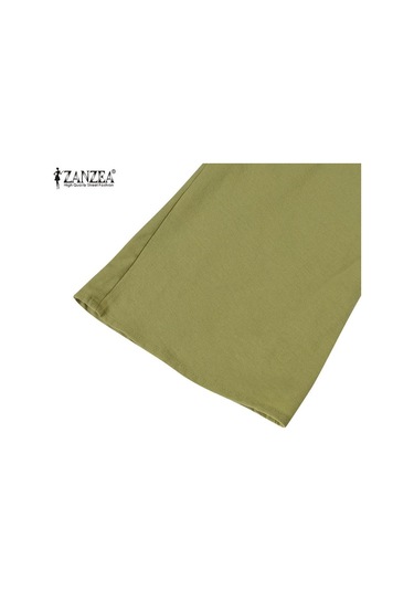 Zanzea Pamuklu Kıyafetler Bayan Bluz Ve Pantolon Yaz İki Parçalı Takım Elbise Set Mavi