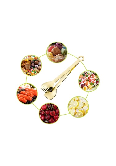 Mini Meze Maşası Altın Kaplama Paslanmaz Çelik 6 İnç 5'li Set B