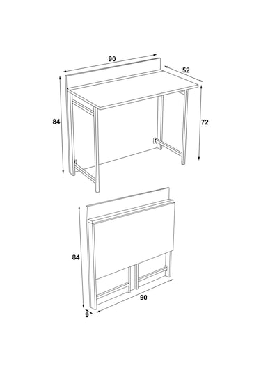 Frezya Katlanır Portatif Çalışma Masası Beyaz