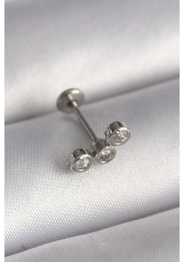 316l Çelik Gümüş Renk Zirkon Taşlı Tragus Piercing - Tj-pr1349 Çok Renkli